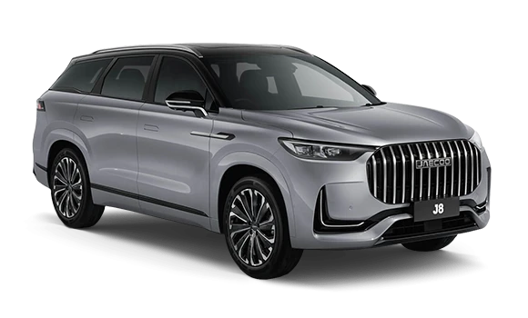 Купить Jaecoo J8  2024 2025 в Новосибирске - Летный микрорайон 12 - auto-stocks.ru - цвет Серебристый с черной крышей
