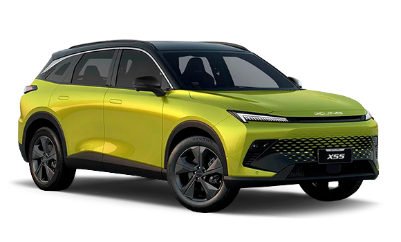 Купить BAIC X55  2024 2025 в Новосибирске - Летный микрорайон 12 - auto-stocks.ru - цвет Жёлтый металлик с чёрной крышей